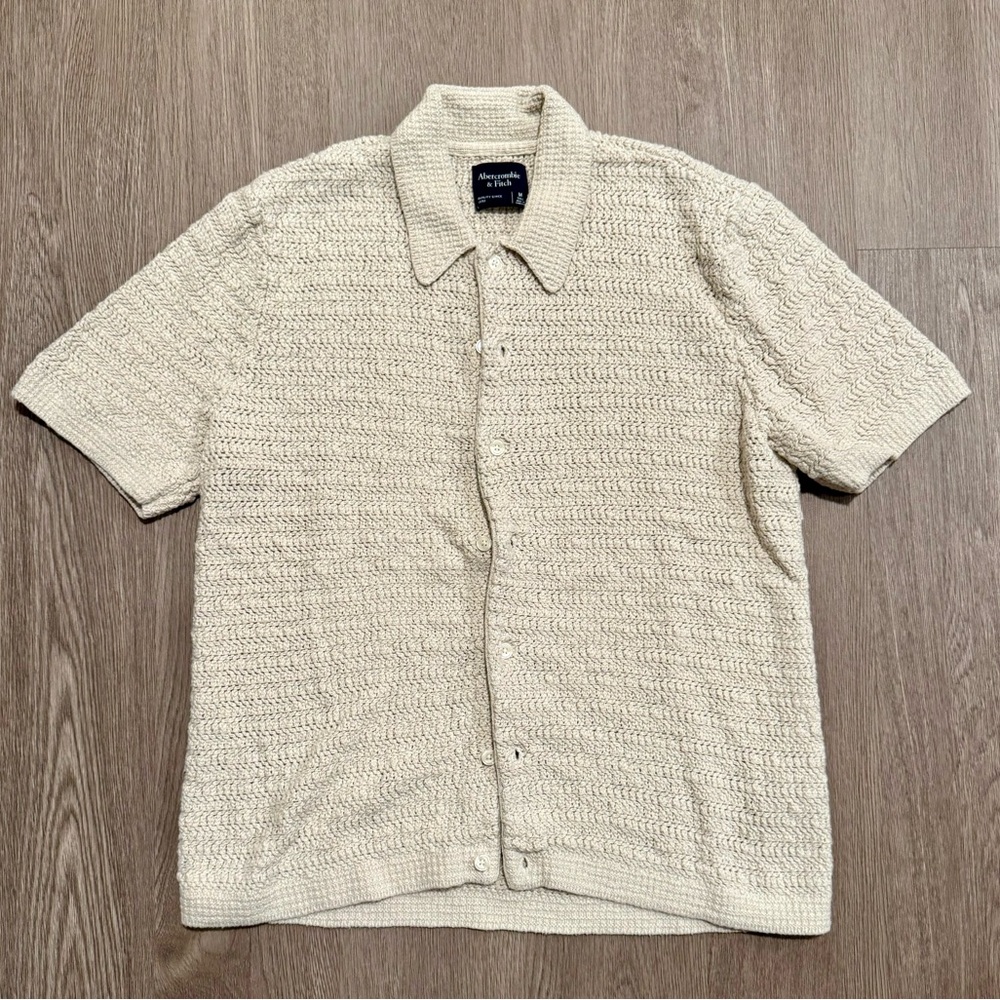 UNWORN Abercrombie Crochet Button-Through Sweater Polo (Medium Tall)